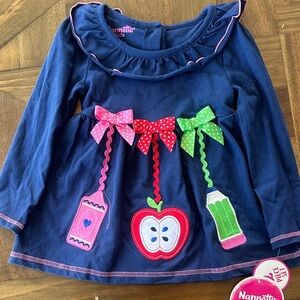 Nannette Navy Dress with Pink and Green Accents